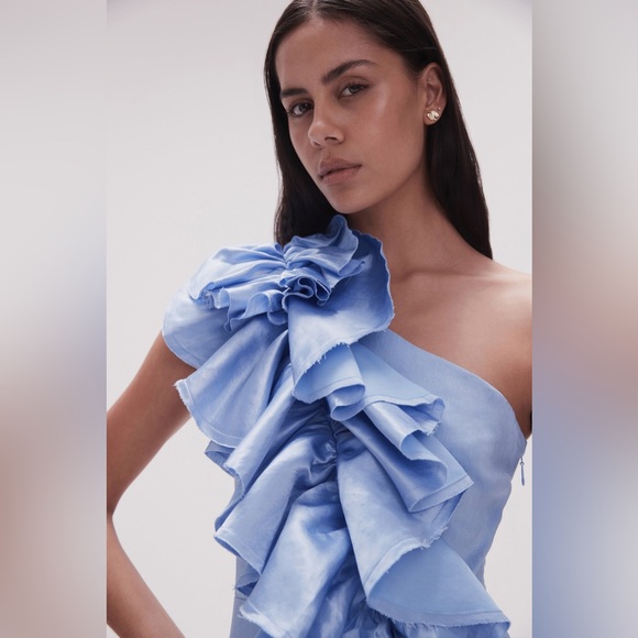Aje Adelia One-Shoulder Ruffled Dupioni-Trimmed Midi Dress AU 10 US 6 NWT 595$ - Picture 6 of 15